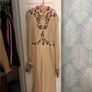 Elegant Cream Floral Embroidered Dress